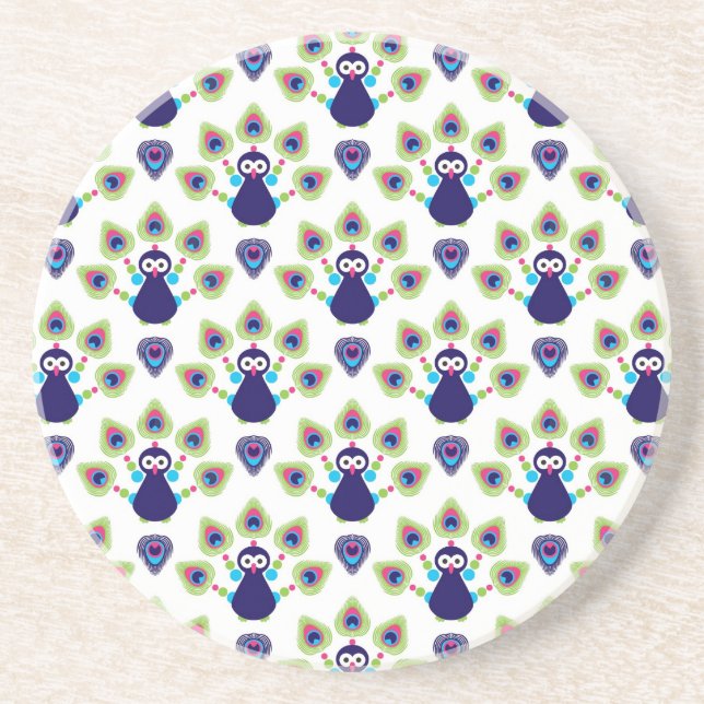 Porta-copos De Arenito pavão exótico retro de india (Frente)