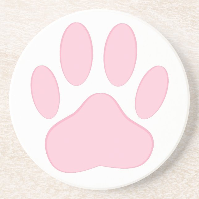 Porta-copos De Arenito Pawprint Rosa (Frente)