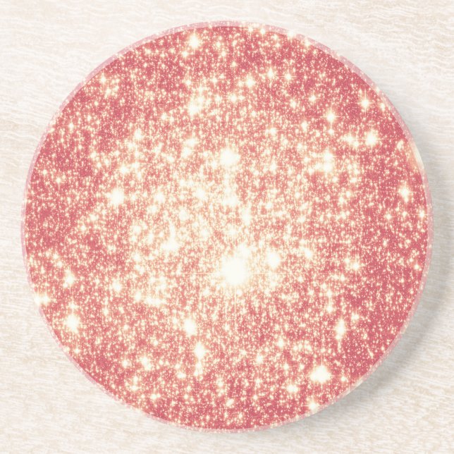 Porta-copos De Arenito Peach Champagne Stars (Frente)