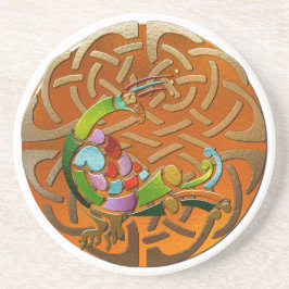 Porta-copos De Arenito Peacock Celtic Deco Jeweled