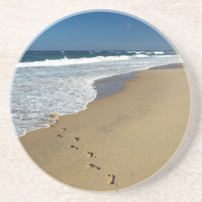 Porta-copos De Arenito Pegadas Em Praia, Mabibi, Thongaland (Frente)