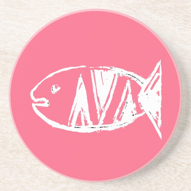 Porta-copos De Arenito peixes no4 do artdeco (Frente)