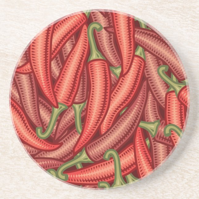 Porta-copos De Arenito Peppers Chili (Frente)