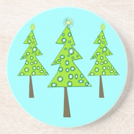 Porta-copos De Arenito Pequenas árvores felizes