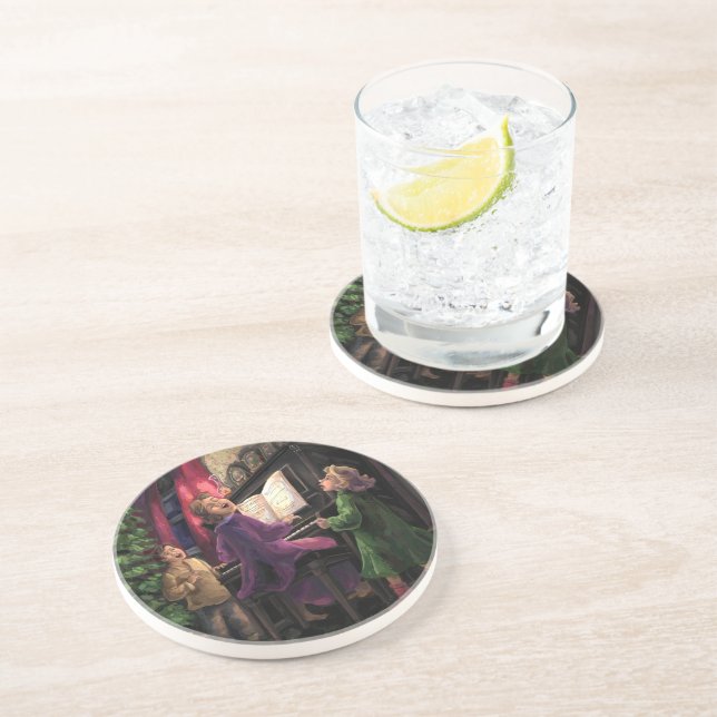 Porta-copos De Arenito Ping de Natal junto (Lateral)