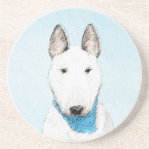 Porta-copos De Arenito Pintura Bull Terrier - Arte Cachorro Original Boni