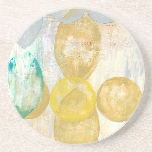 Porta-copos De Arenito Pintura de Abstrato moderna em Newsprint (Frente)