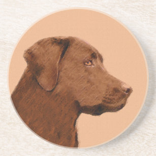Porta-copos De Arenito Pintura de Labrador Retriever (Chocolate) - Arte C