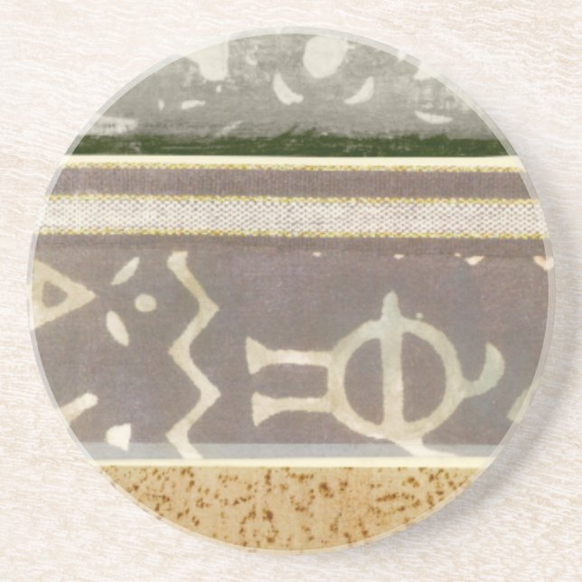 Porta-copos De Arenito Pintura de Padrão Tribal Contemporânea (Frente)