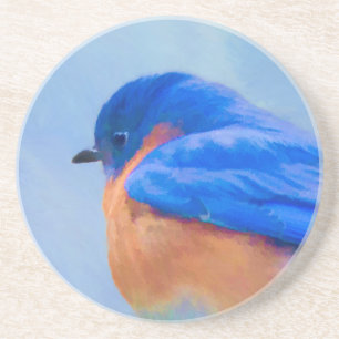 Porta-copos De Arenito Pintura do Bluebird - arte original do pássaro