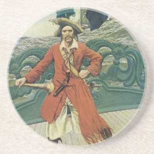Porta-copos De Arenito Piratas Antigos, Capitão Keitt por Howard Pyle
