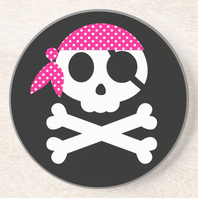 Porta-copos De Arenito Pirate Skeleton Skull Bandanna (Frente)