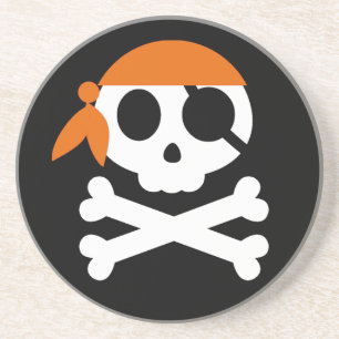 Porta-copos De Arenito Pirate Skeleton Skull Bandanna