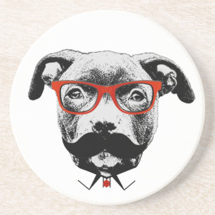 Porta-copos De Arenito Pitbull Terrier do hipster