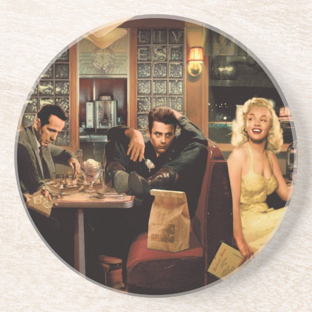 Porta-copos De Arenito Placa azul (Frente)