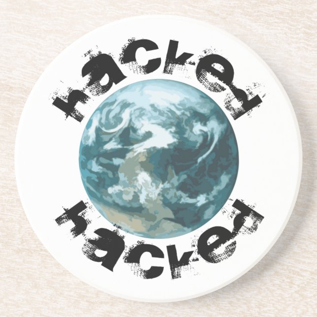 Porta-copos De Arenito Planeta Hackeado Terra (Frente)