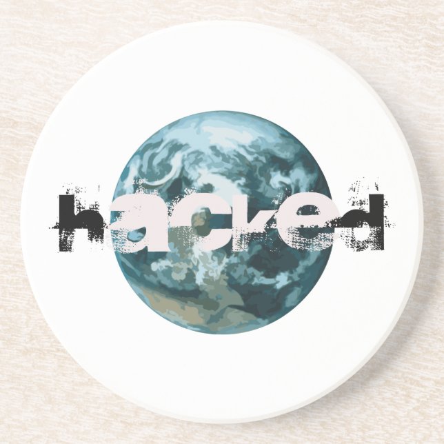 Porta-copos De Arenito Planeta Hackeado Terra (Frente)