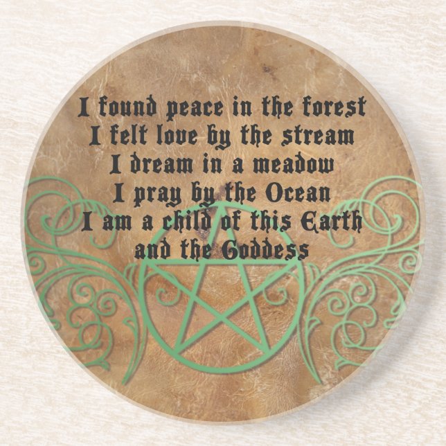Porta-copos De Arenito Poema de Wiccan (Frente)