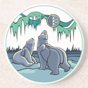 Porta-copos De Arenito Polar Bear Art Oferece Portas copos de vida selvag