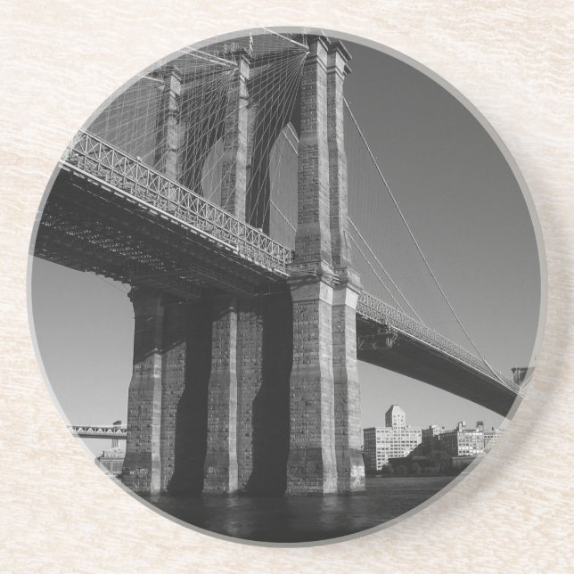 Porta-copos De Arenito Ponte Black & White Brooklyn (Frente)