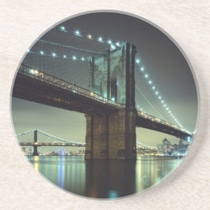 Porta-copos De Arenito Ponte de Brooklyn na ponte de Manhattan da noite