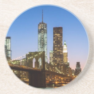 Porta-copos De Arenito Ponte de Manhattan e de Brooklyn no crepúsculo