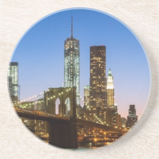 Porta-copos De Arenito Ponte de Manhattan e de Brooklyn no crepúsculo