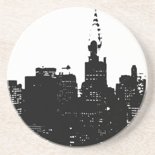 Porta-copos De Arenito Pop Art Black & White New York
