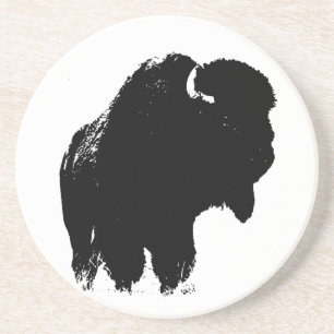 Porta-copos De Arenito Pop Art Buffalo Bison Silhouette