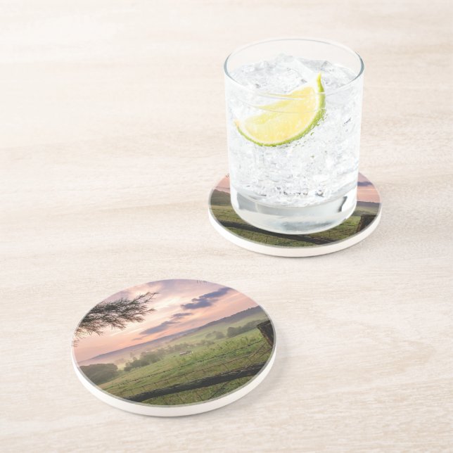 Porta-copos De Arenito Por do sol de Virgínia (Lateral)