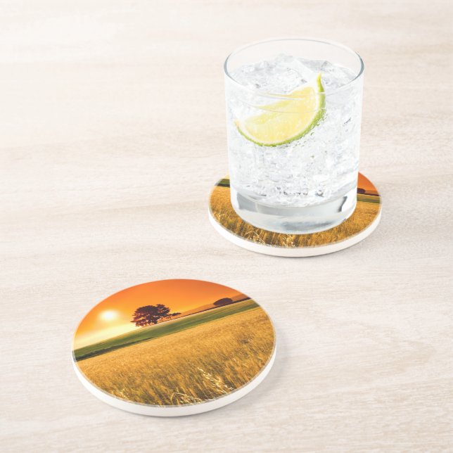 Porta-copos De Arenito Por do sol vermelho-sangue (Lateral)