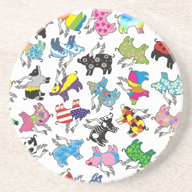 Porta-copos De Arenito porcos do vôo (Frente)