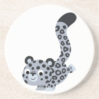 Porta-copos De Arenito Porta copos-leopardo-da-neve com desenho animado