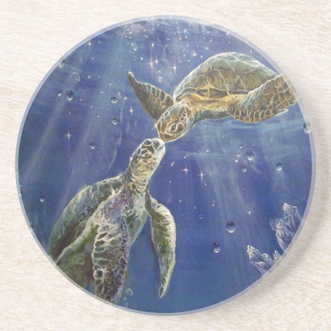 Porta-copos De Arenito Portas copos do beijo do amor verdadeiro (Frente)