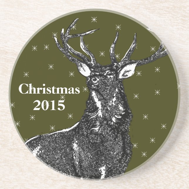 Porta-copos De Arenito Portas copos do Buck Verde, Preferencialmente caça (Frente)