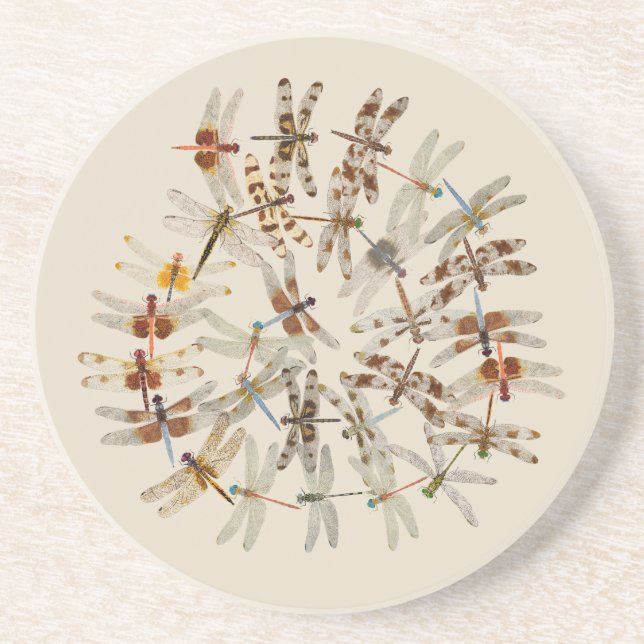Porta-copos De Arenito Portas copos redondas das libélulas (Frente)