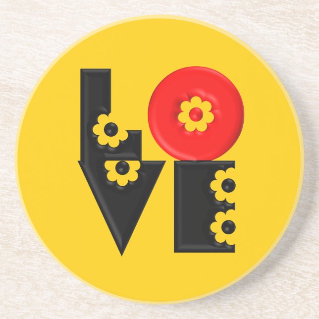 Porta-copos De Arenito Praça do LOVE Floral Pop Puffy (Frente)