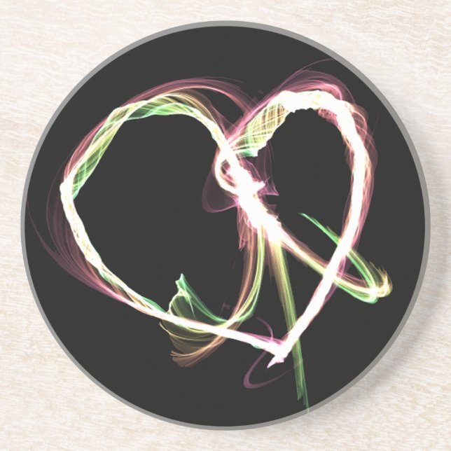 Porta-copos De Arenito Preto da paz e do amor (Frente)