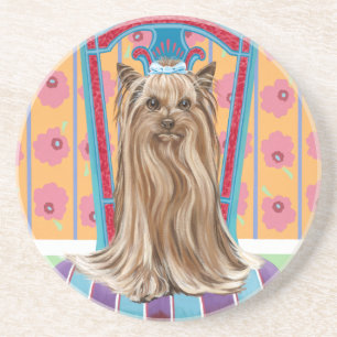 Porta-copos De Arenito Princesa Coroa Yorkie