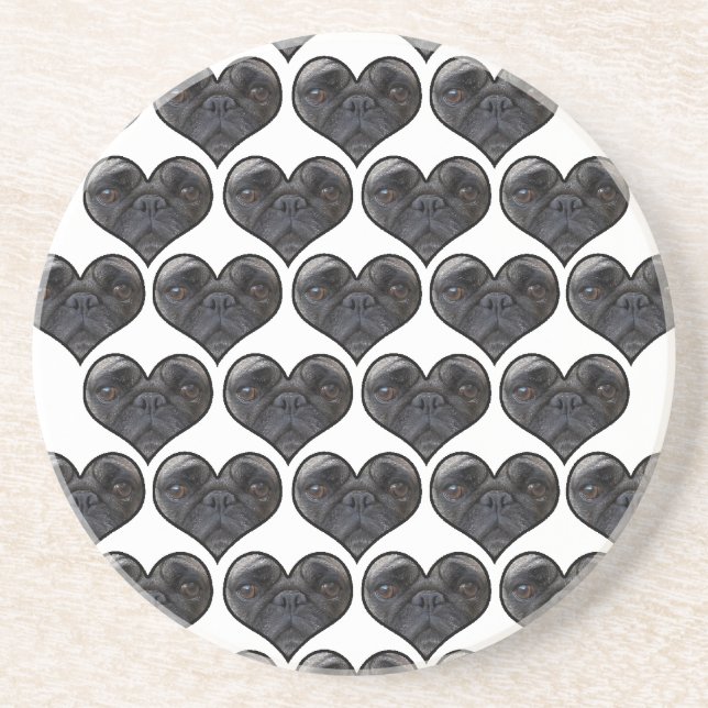 Porta-copos De Arenito Pug Hearts (Frente)