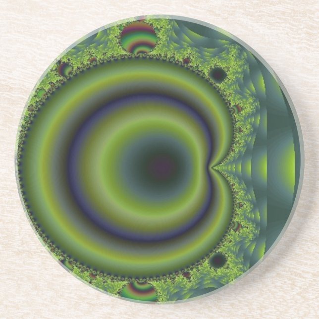 Porta-copos De Arenito Puntura Verde e Azul (Frente)