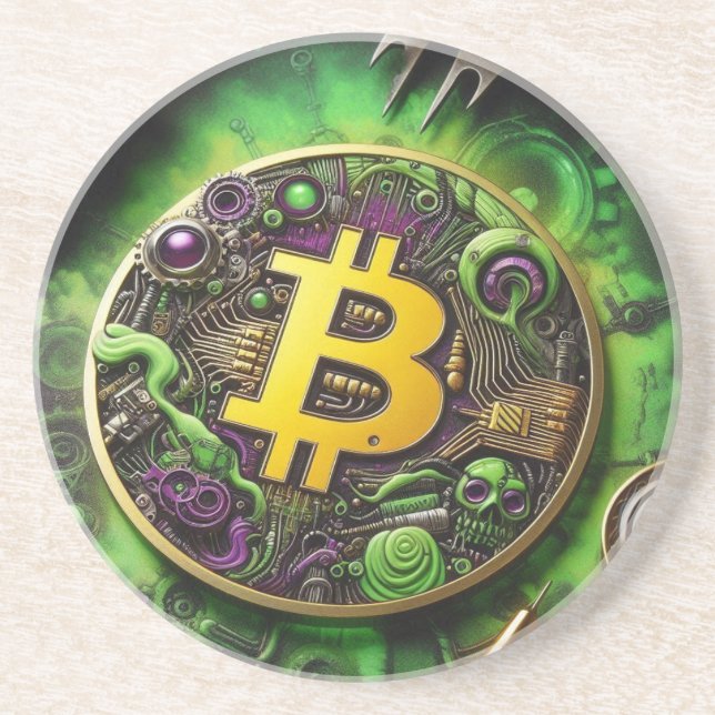 Porta-copos de arenito radioativo Bitcoin (Frente)