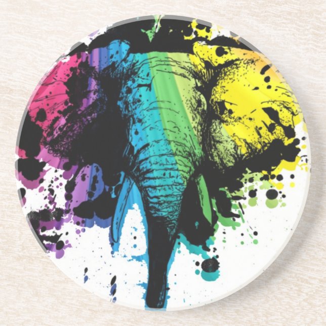 Porta-copos De Arenito Rainbow Bull Elephant (Frente)