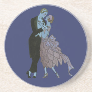 Porta-copos De Arenito Recém-Casados Vintage Art Déco, Dança de Casamento