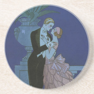 Porta-copos De Arenito Recém-Casados Vintage Art Déco, Oui de George Barb