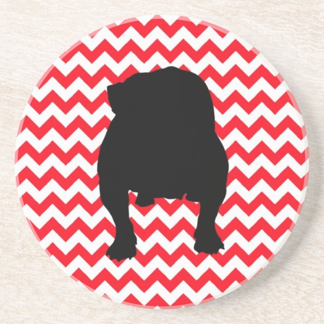 Porta-copos De Arenito Red Chevron e English Buldog Shadow (Frente)