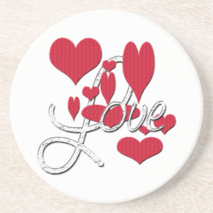 Porta-copos De Arenito Red Love Hearts