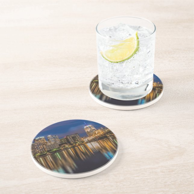 Porta-copos De Arenito Reflexões de Pittsburgh (Lateral)