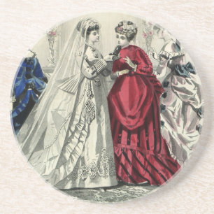 Porta-copos De Arenito Retrato de Noiva de Festa de Casamento Vitoriano V