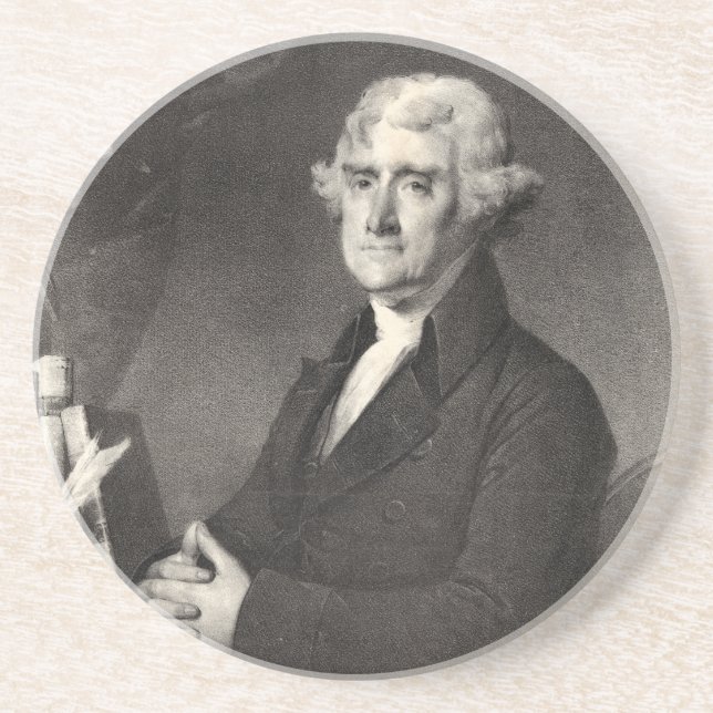 Porta-copos De Arenito Retrato de Thomas Jefferson (Frente)